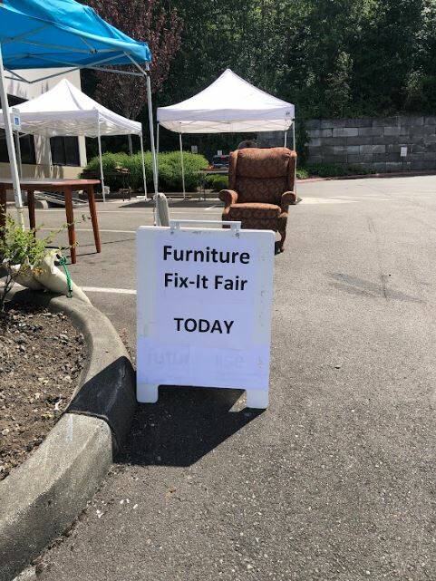 Furniture Fix-it Fair sign. Photo courtesy of Xenia Dolovova.