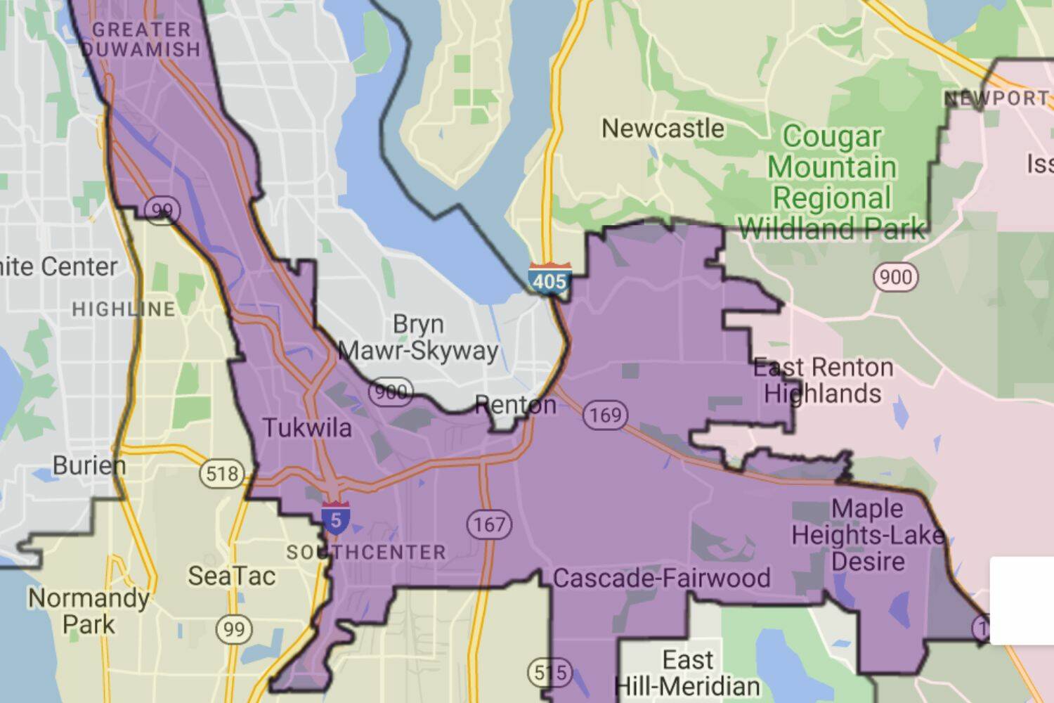 The purple zone indicates Washington’s Legislative District No. 11 (Screenshot from https://leg.wa.gov/)