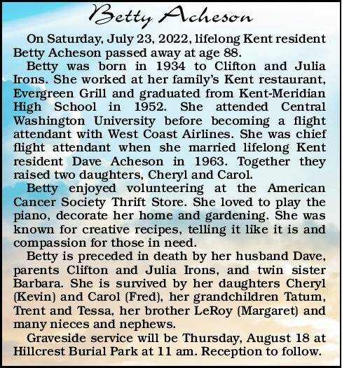 Betty Acheson | Obituary