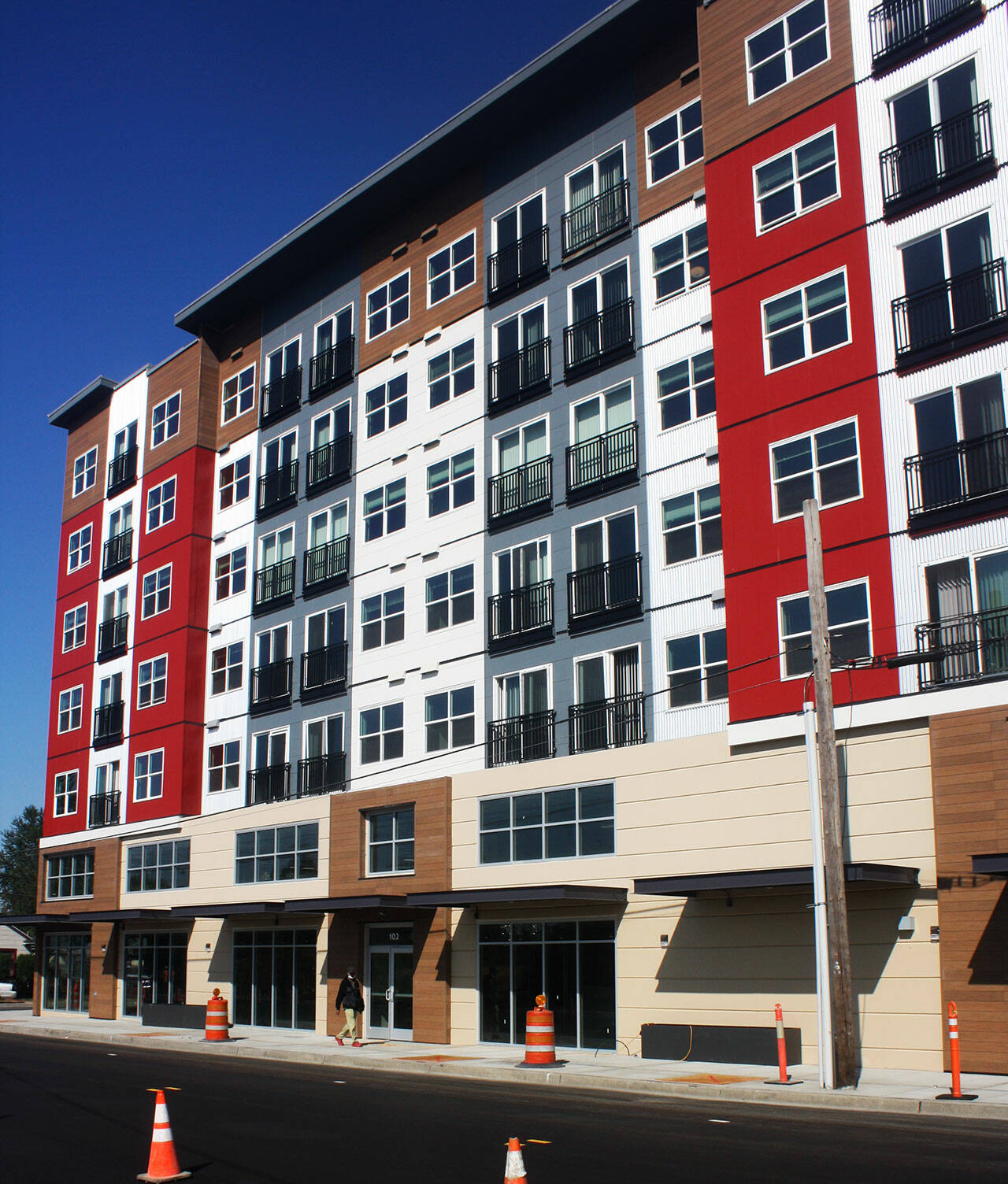 Residents will start moving in this month to the Madison Plaza Apartments in downtown Kent at the corner of Madison Avenue and West Meeker Street. STEVE HUNTER, Kent Reporter