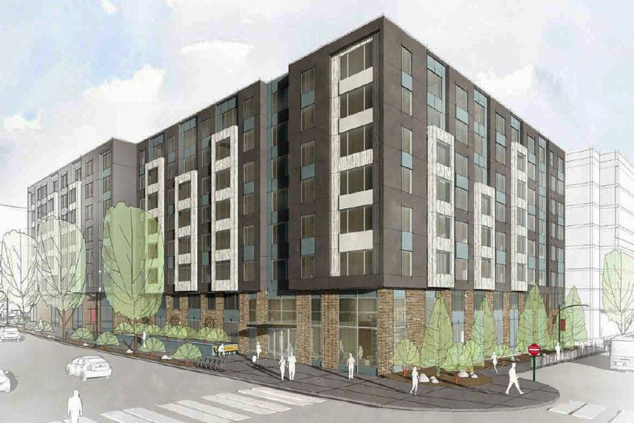 A rendering of a Community Roots Housing project planned for the Northgate area of Seattle near light rail. COURTESY IMAGE, Community Roots Housing