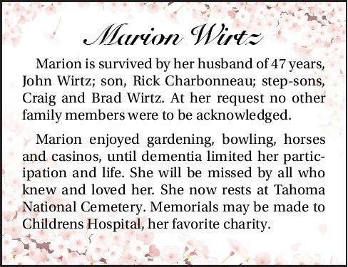 Marion Wirtz | Obituary