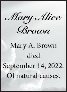 Mary Alice Brown | Obituary