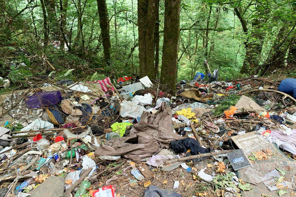 A homeless camp prior to crews cleaned it up in Mill Creek Canyon in Kent. COURTESY FILE PHOTO, City of Kent