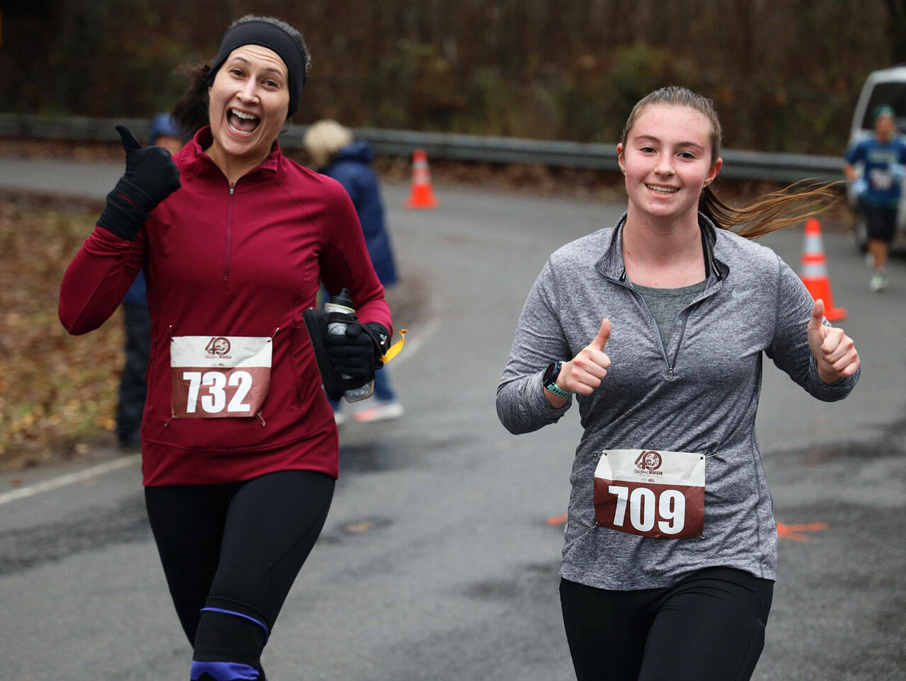 COURTESY PHOTO, City of Kent
Christine Deacon, left, of Covington, and Katie Blauvelt, of Renton, participate in the Christmas Rush run/walk on Dec. 10 in Kent.