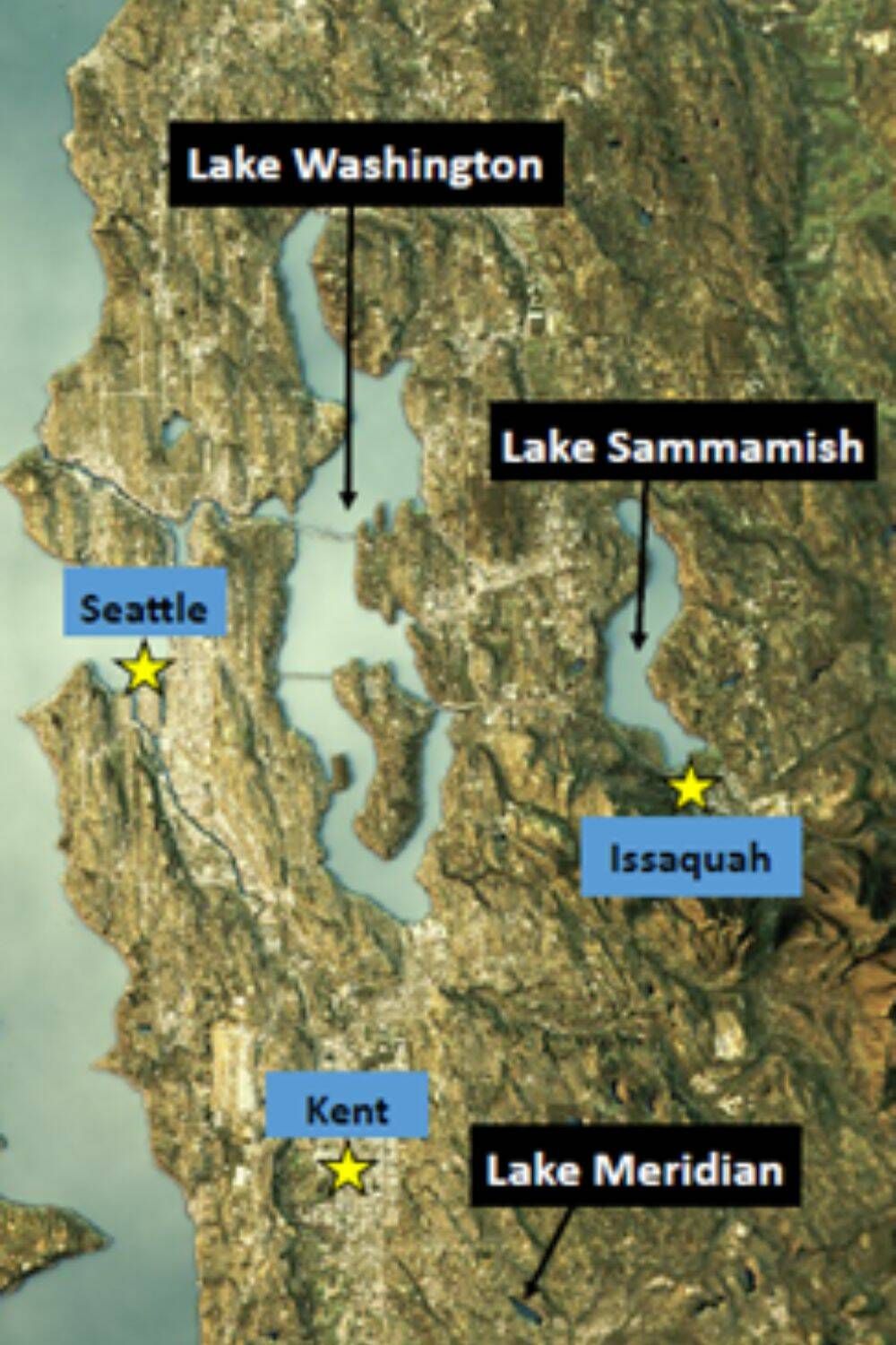 Map of King County lakes (Courtesy of DOH)