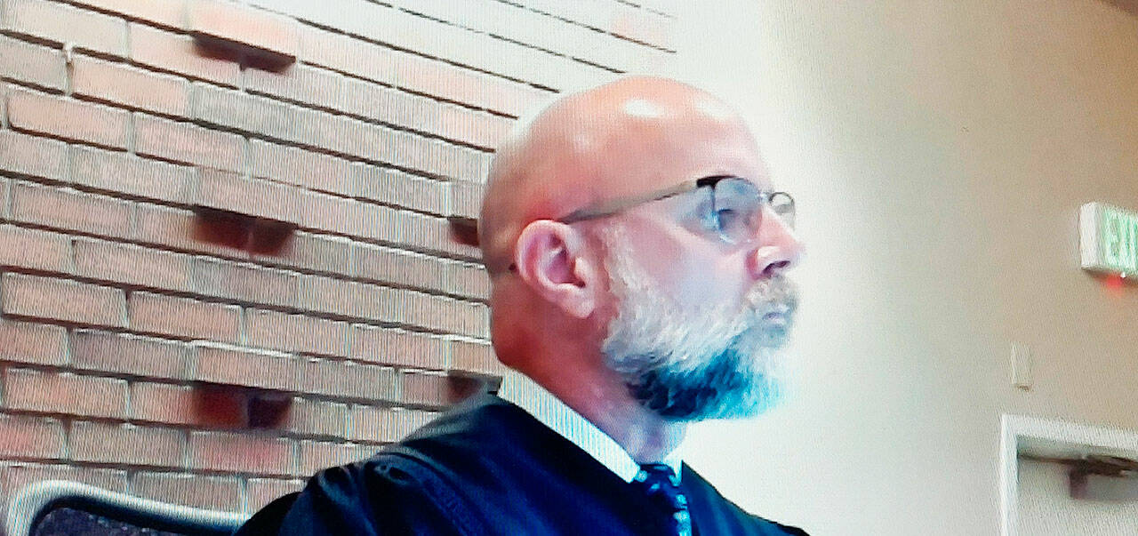 Zoom screen capture of Kent Municipal Court Judge Michael Frans at the Jan. 18 hearing for Noah Peterson.