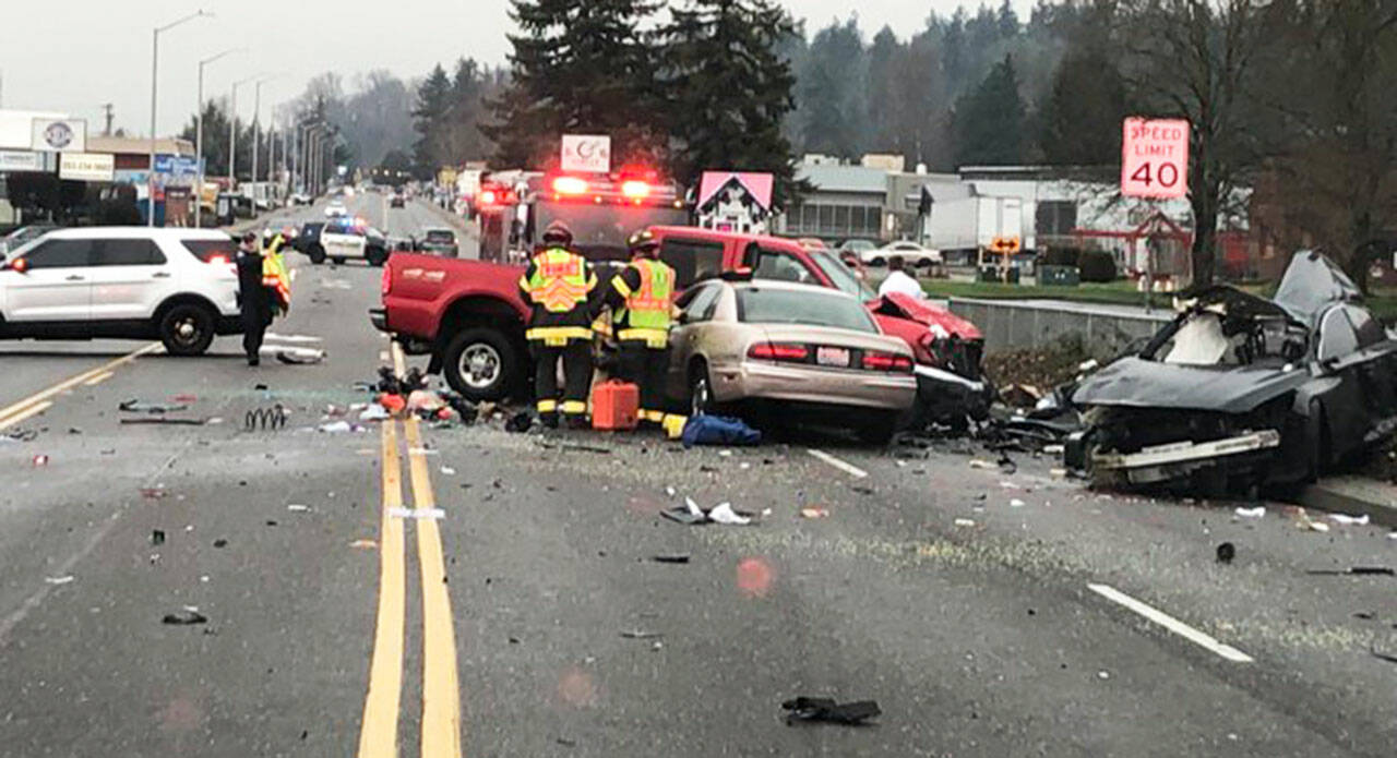 An Auburn man died in a four-vehicle crash Saturday, Jan. 21 along Central Avenue South in Kent near South 266th Street. COURTESY PHOTO, Puget Sound Fire