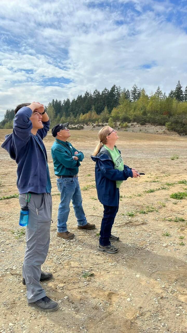 Photo by Tamera Kapule, Green River College
GRC Aviation Instructor Frank Cantwell schools students in the fine points of flying a drone.