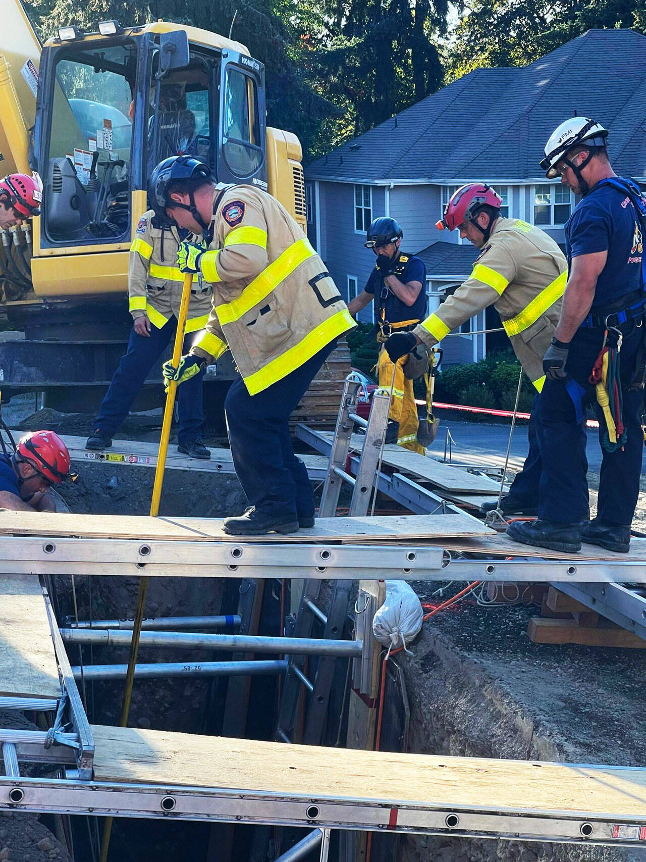What started out as a rescue operation in September 2022 became a recovery operation when a responder found that Surjit Gill had no pulse. Between 50 and 60 responders worked for hours to make sure the trench was stable enough for recovery. COURTESY FILE PHOTO, Renton Regional Fire Authority.