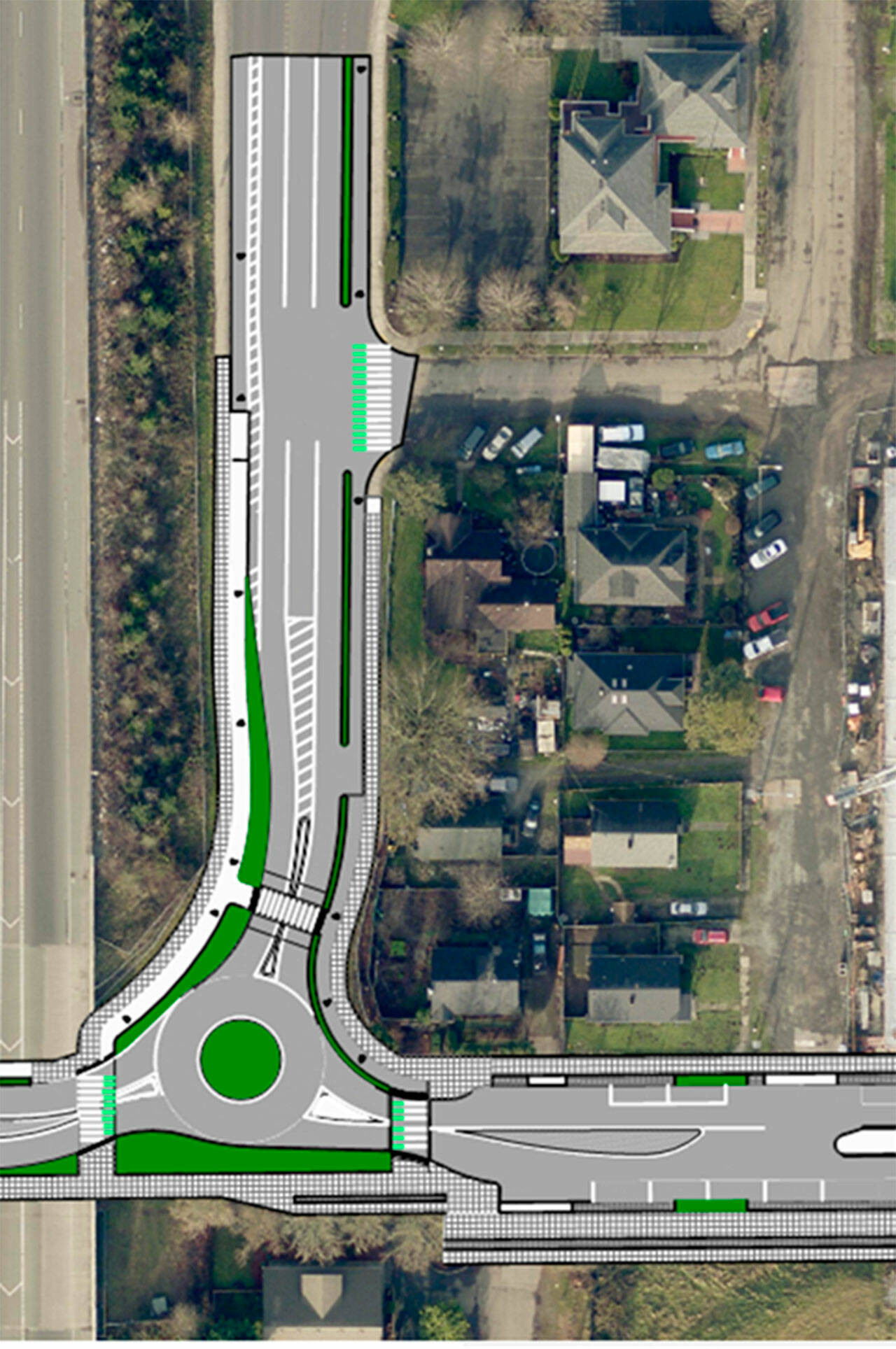 The city of Kent plans to build a roundabout in 2025 at the intersection of West Meeker Street (on the bottom) and Lincoln Avenue North. COURTESY IMAGE, City of Kent
