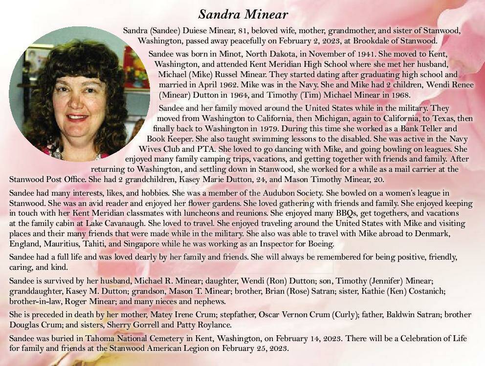 Sandra Minear | Obituary