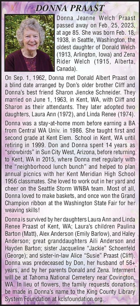 Donna Praast | Obituary