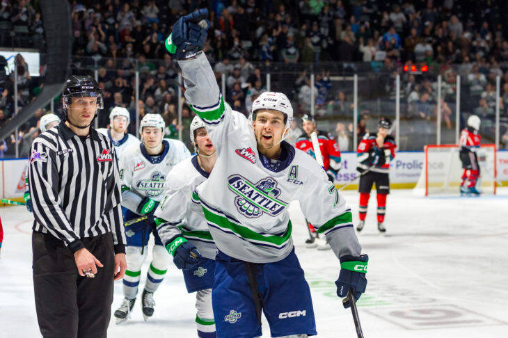 The Seattle Thunderbirds open the second round of the Western Hockey League playoffs on Friday, April 14 against the Prince George Cougars at the accesso ShoWare Center in Kent. COURTESY PHOTO, Brian Liesse