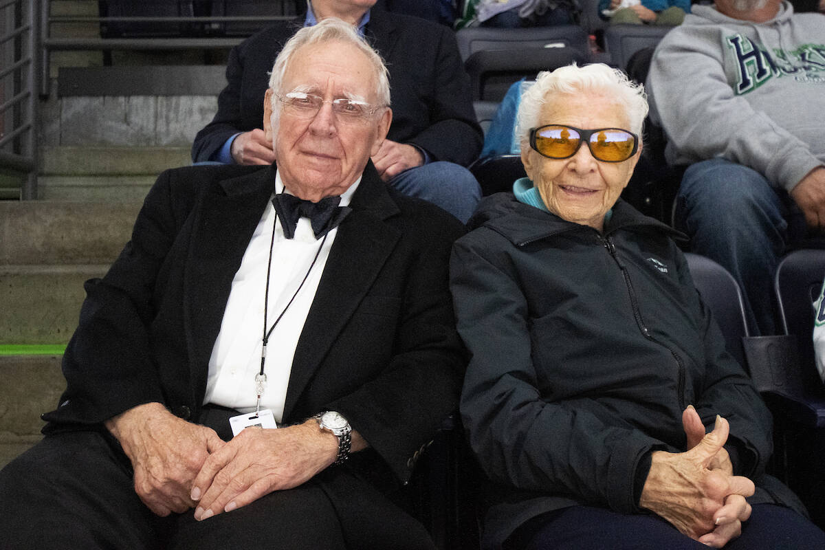 Dr. Alfred Blue and his wife, Jan, at a Seattle Thunderbirds game at the accesso ShoWare Center. COURTESY PHOTO, Seattle Thunderbirds