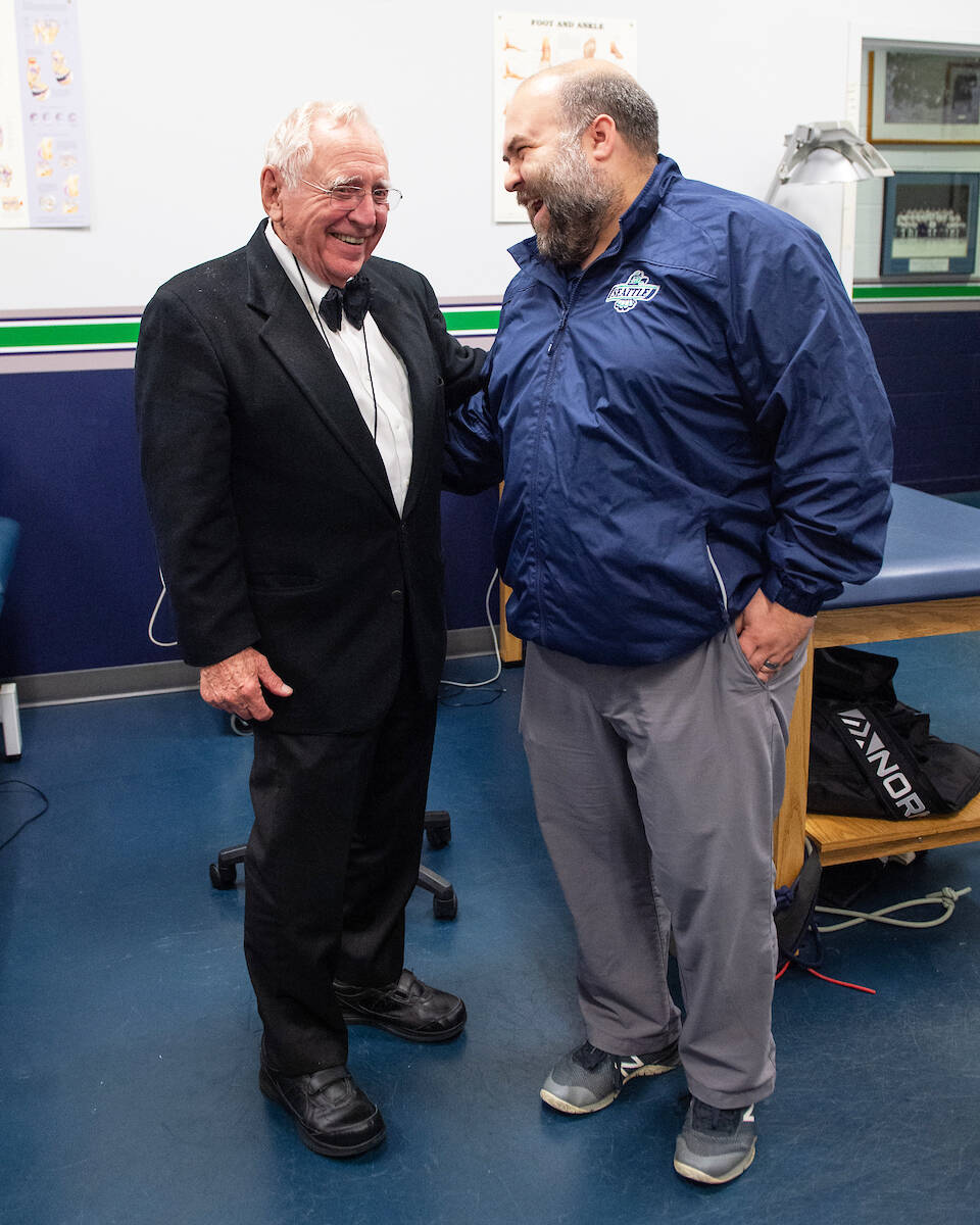 Dr. Alfred Blue, left, started as a team doctor with the Seattle Totems in 1963 and continued those duties with the Seattle Thunderbirds. COURTESY PHOTO, Seattle Thunderbirds