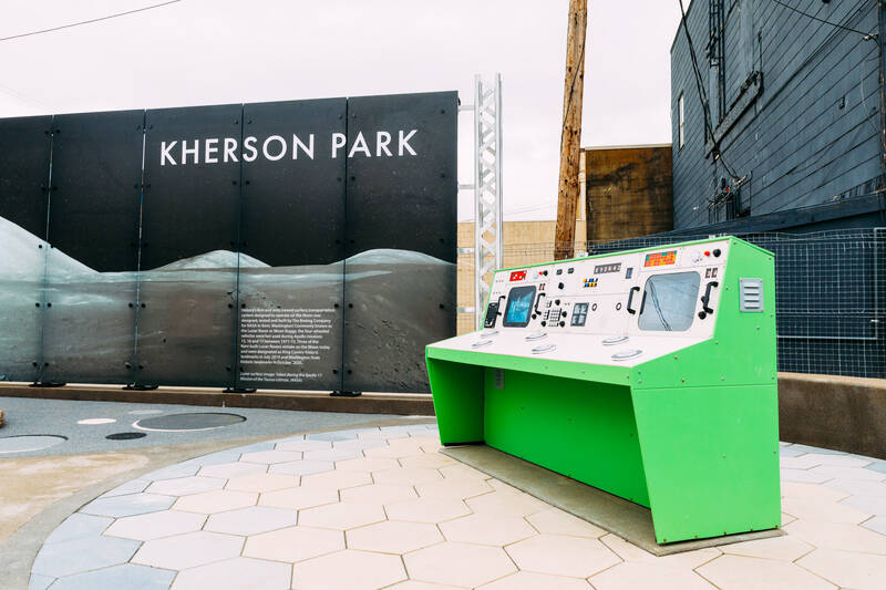 Mission control is part of the space-themed Kherson Park. COURTESY PHOTO, City of Kent Parks