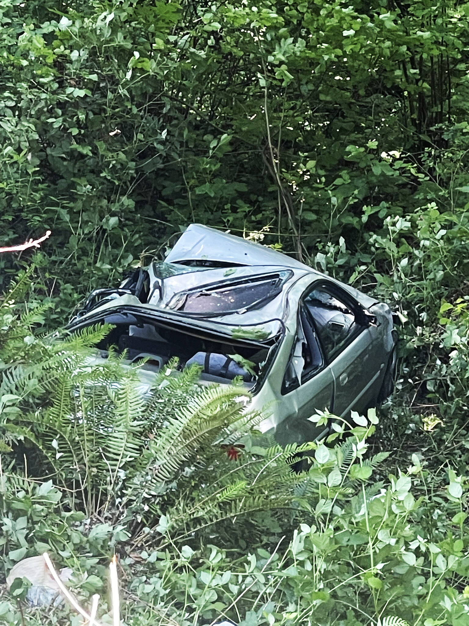 A driver had only minor injuries after a car went down a 75-foot embankment on Friday, May 19 along South 212th Street in Kent. COURTESY PHOTO, Puget Sound Fire