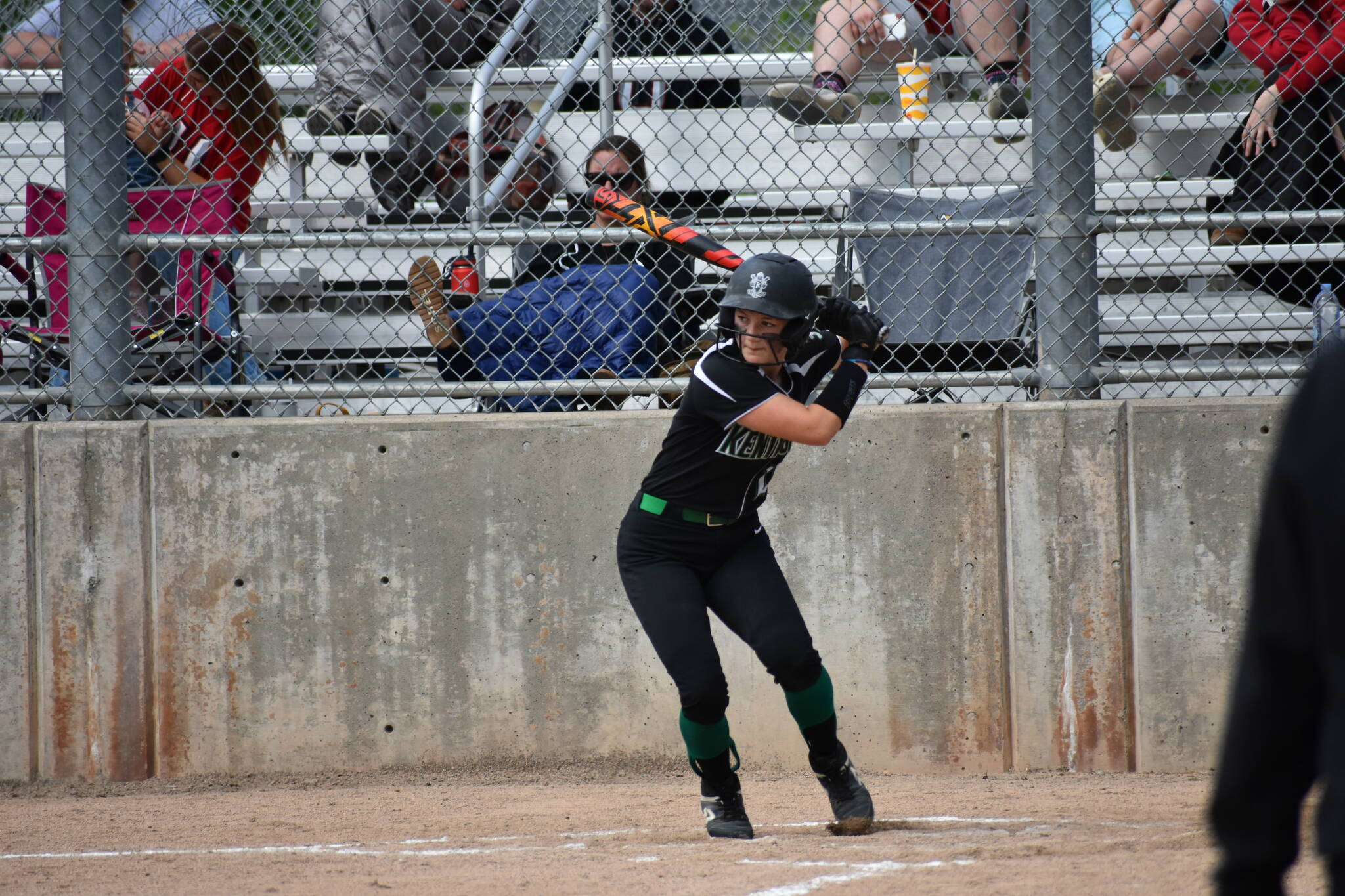 Sophia Sappa at bat in for the Conks in their first game of the day. Ben Ray / The Reporter