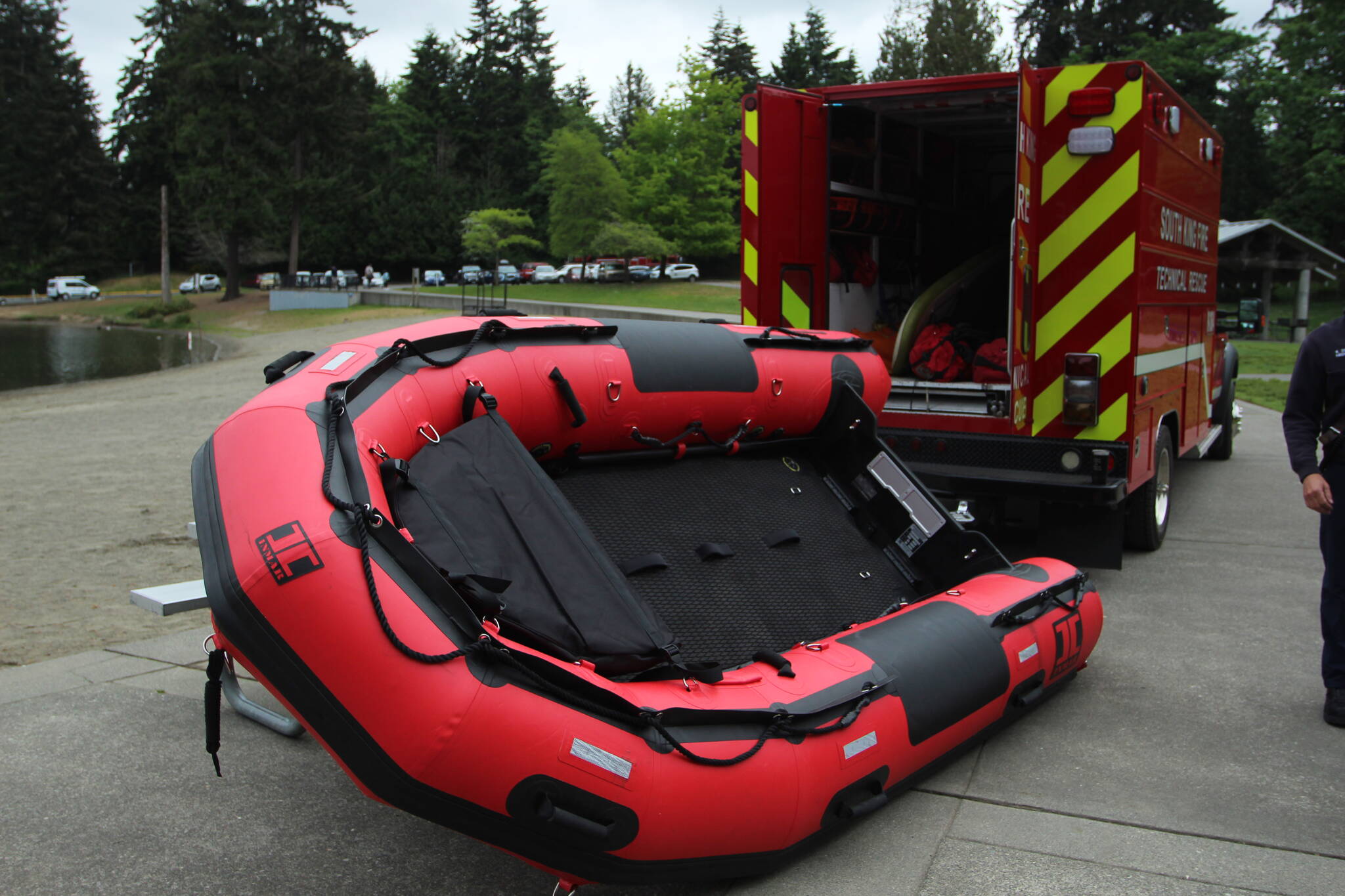 South King Fire and Rescue’s new inflatable rescue boat is intended for inland water rescues, such as lakes or rivers. Olivia Sullivan / The Mirror
