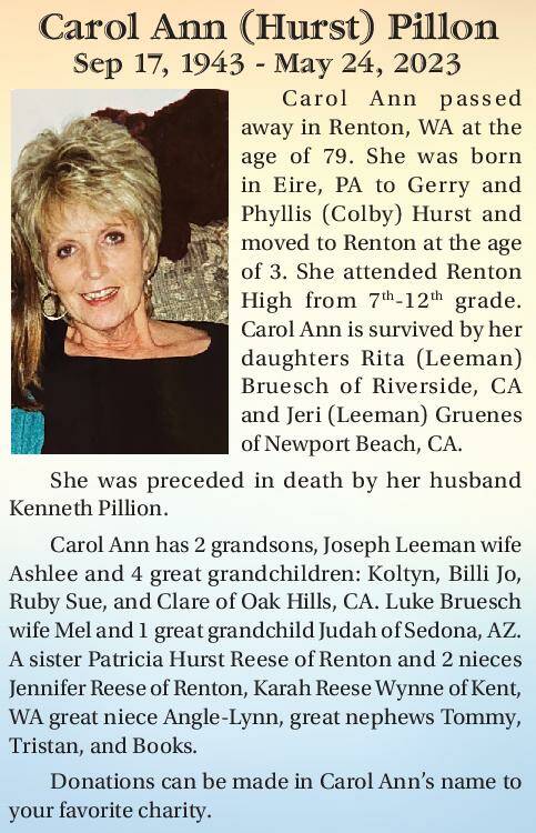 Carol Ann (Hurst) Pillon | Obituary