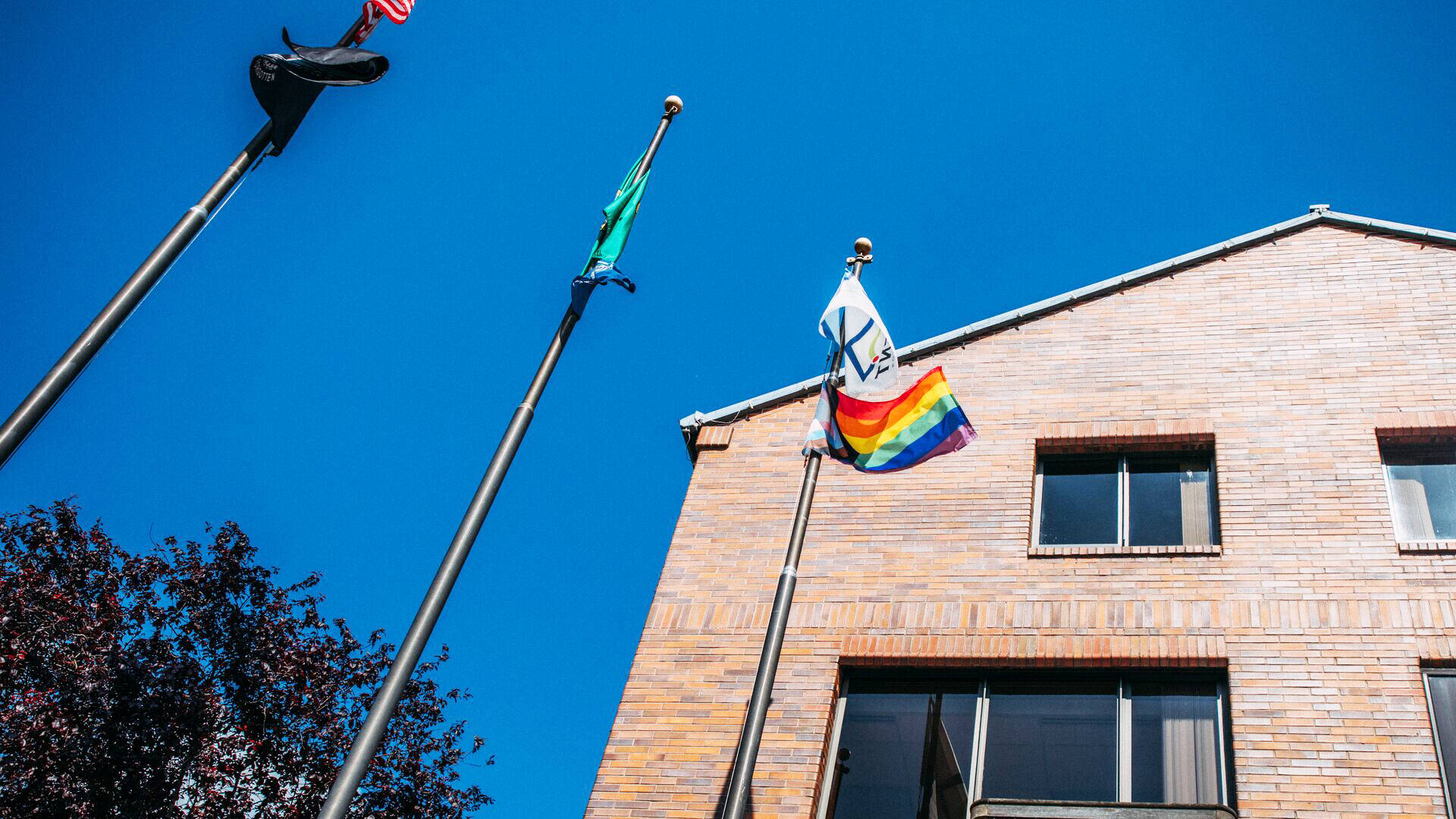 The Pride flag was raised June 1 at Kent City Hall. COURTESY PHOTO, City of Kent