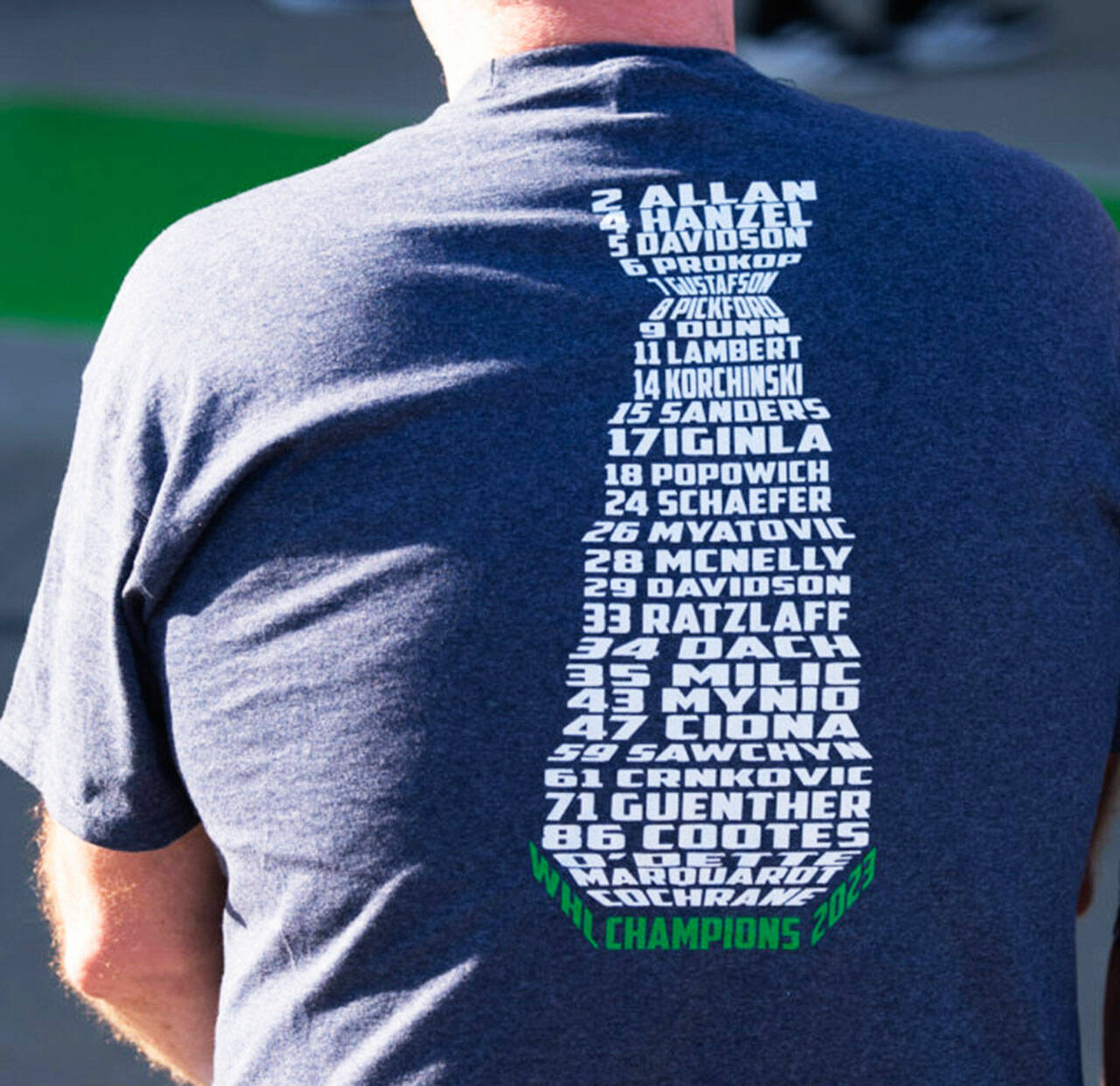 A fan’s shirt displays the names of the Seattle Thunderbirds. COURTESY PHOTO, Brian Liesse, Seattle Thunderbirds