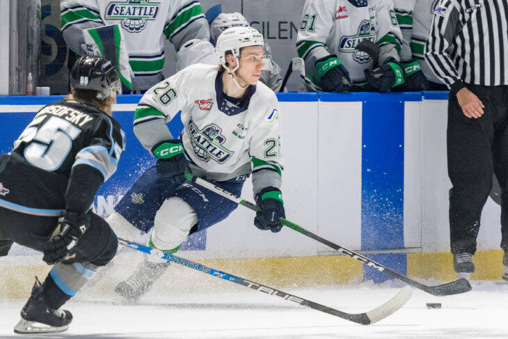 The Anaheim Ducks took forward Nico Myatovic, of the Seattle Thunderbirds, with the first pick of the second round of the NHL Draft. COURTESY PHOTO, Brian Liesse, Seattle Thunderbirds