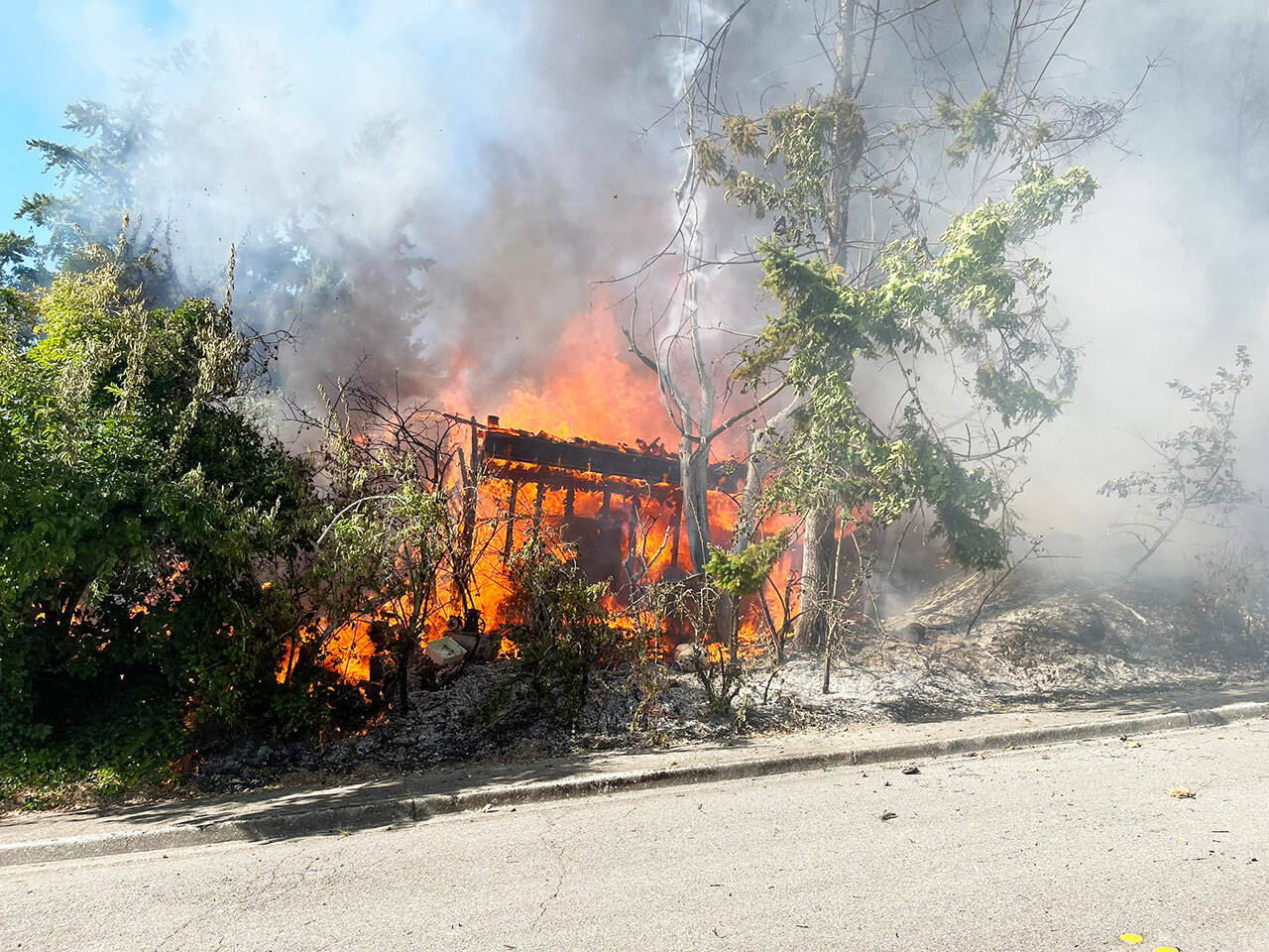 One person was home and safely escaped from a Kent house fire Tuesday evening, Aug. 1 in the 21200 block of 94th Place South. COURTESY PHOTO, Puget Sound Fire