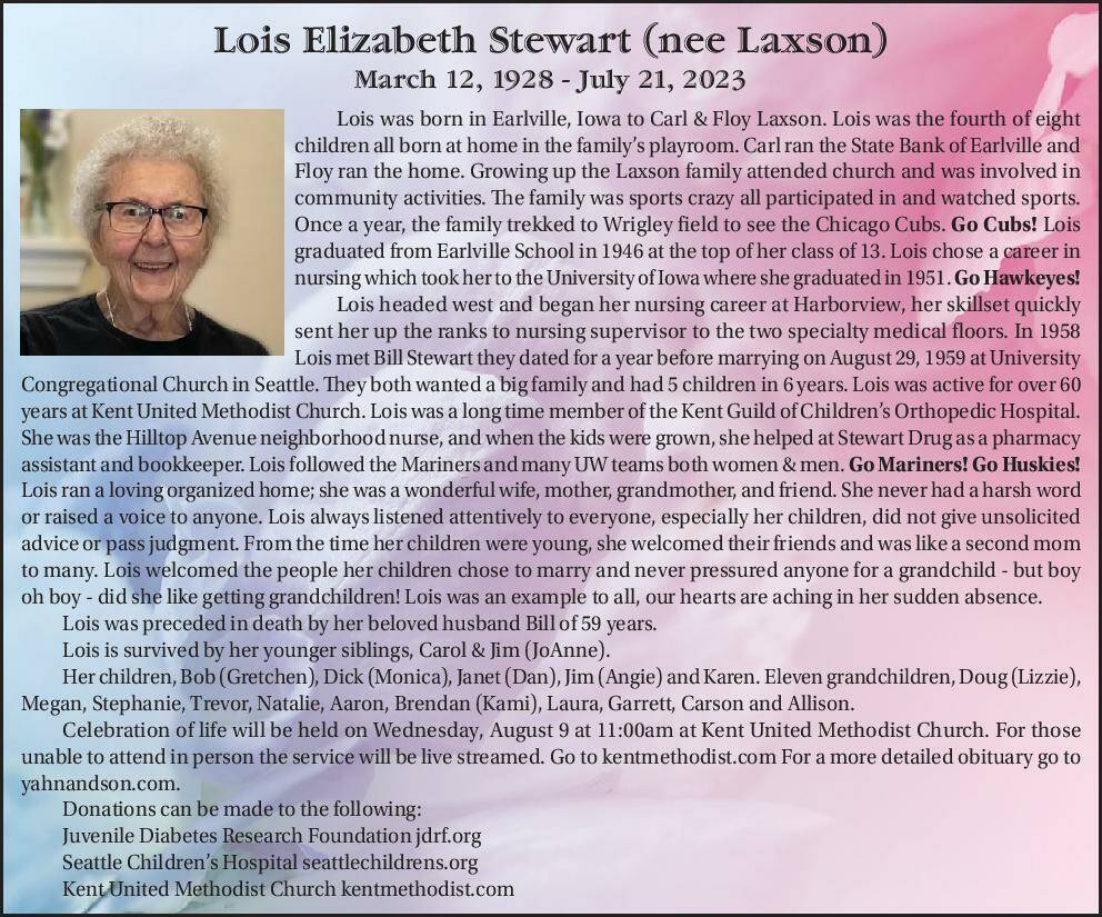 Lois Elizabeth Stewart (Laxson) | Obituary