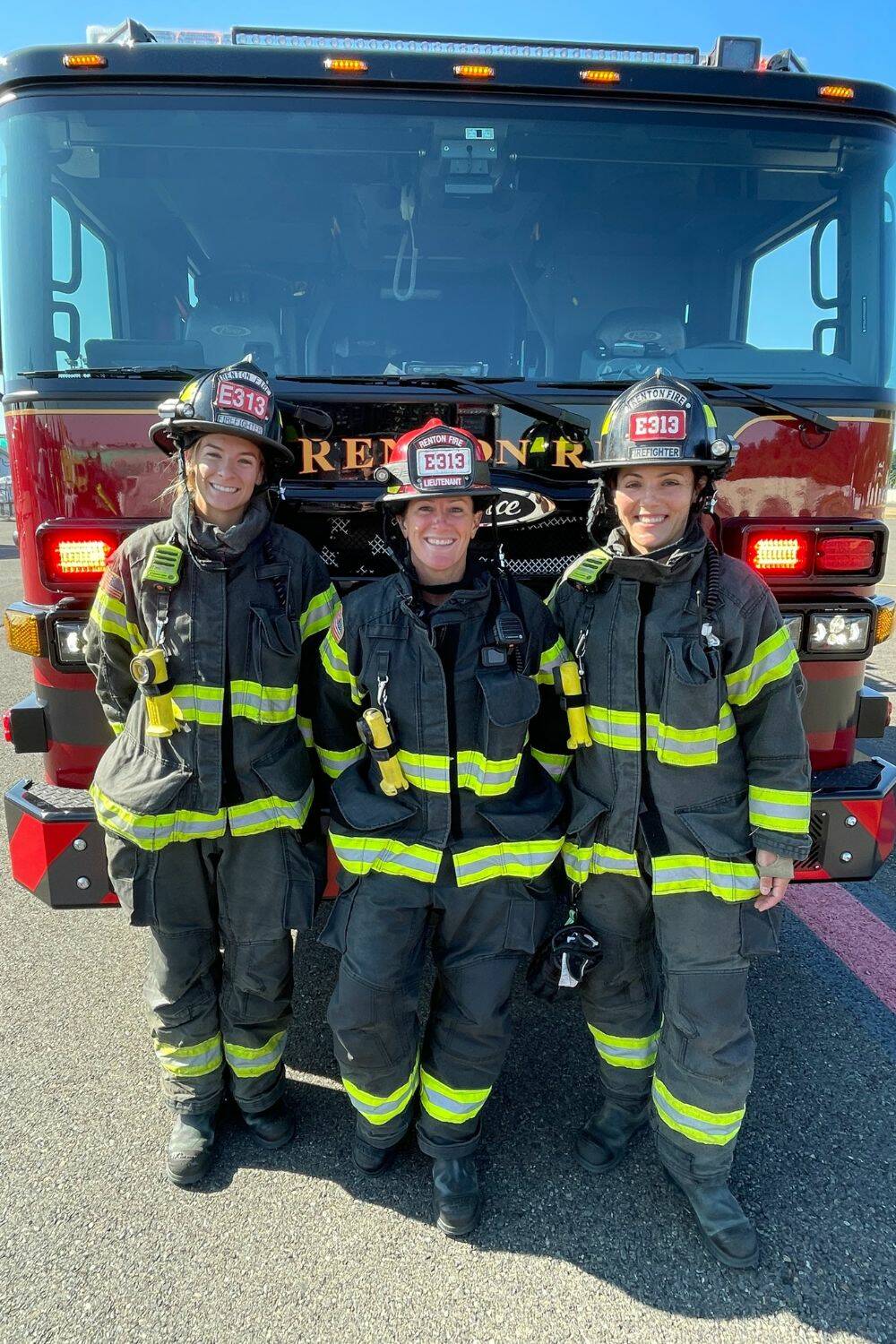 Engine 313 crew from left to right: Firefighter Michaela Wallace, Lt. Theresa Weaver, Firefighter Jessica Clearman. (Photo courtesy of Renton Regional Fire Authority)