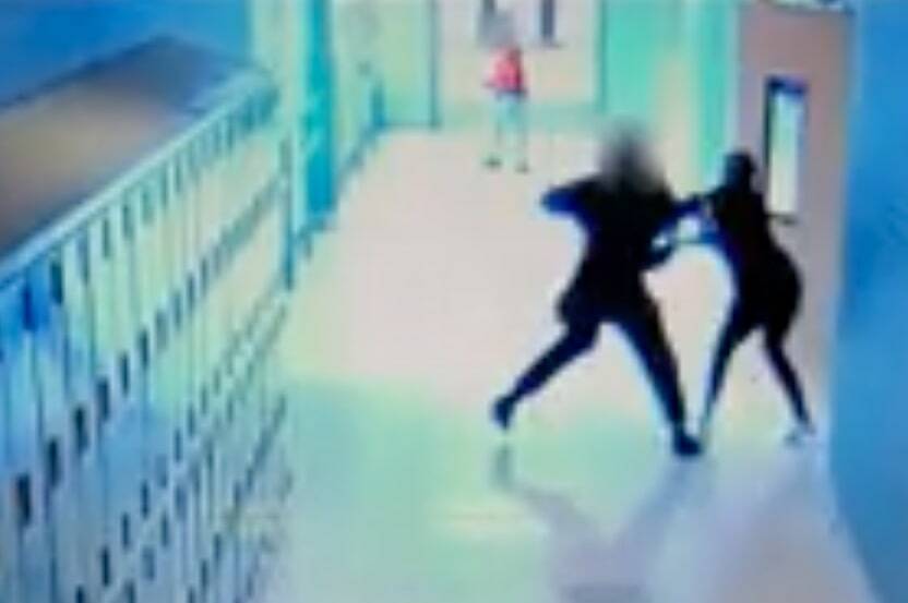 Video footage shows an assault on a Renton teacher in March 2023. (Screenshot)