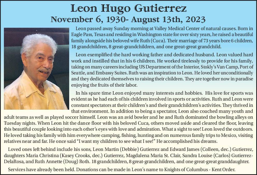 Leon Hugo Gutierrez | Obituary