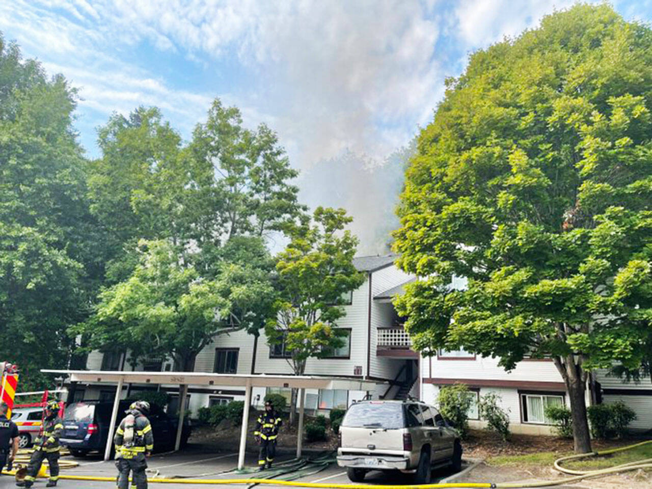 Twenty people were displaced after a fire Aug. 26 at the Berkeley Heights Apartments in Kent. COURTESY PHOTO, Puget Sound Fire