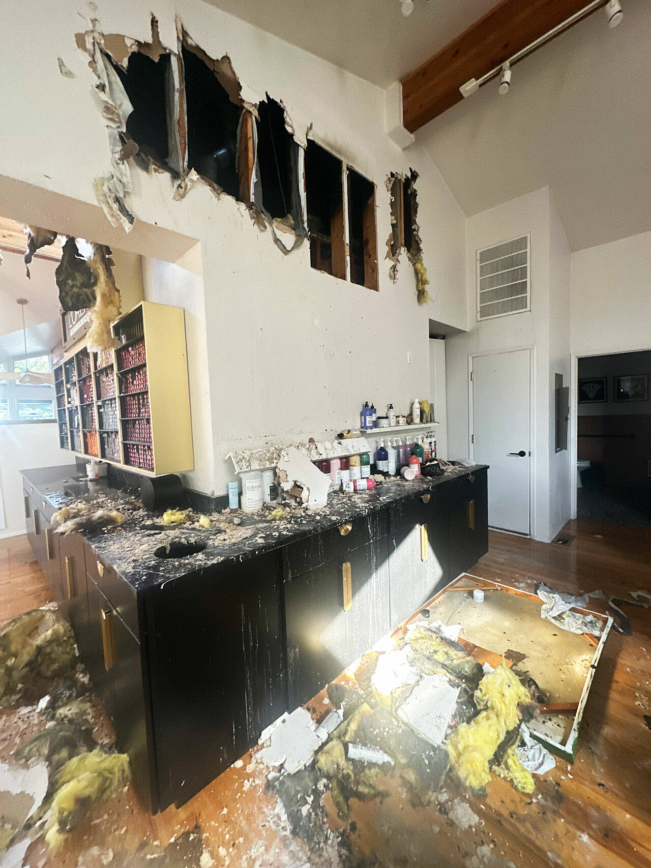 Damage at Wilder and Free Beauty Company in Kent after a Sept. 2 fire. COURTESY PHOTO, Stacy Love