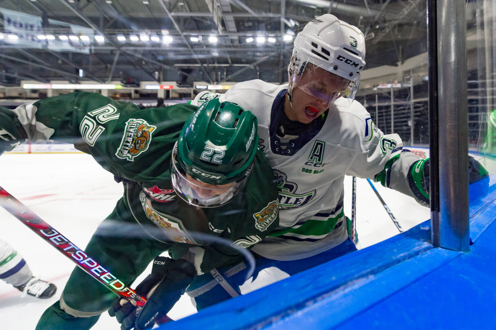 The Seattle Thunderbirds, in preseason action against the Everett Silvertips, won the Western Hockey League championship last season, but lost in the Memorial Cup. COURTESY PHOTO, Brian Liesse, Seattle Thunderbirds