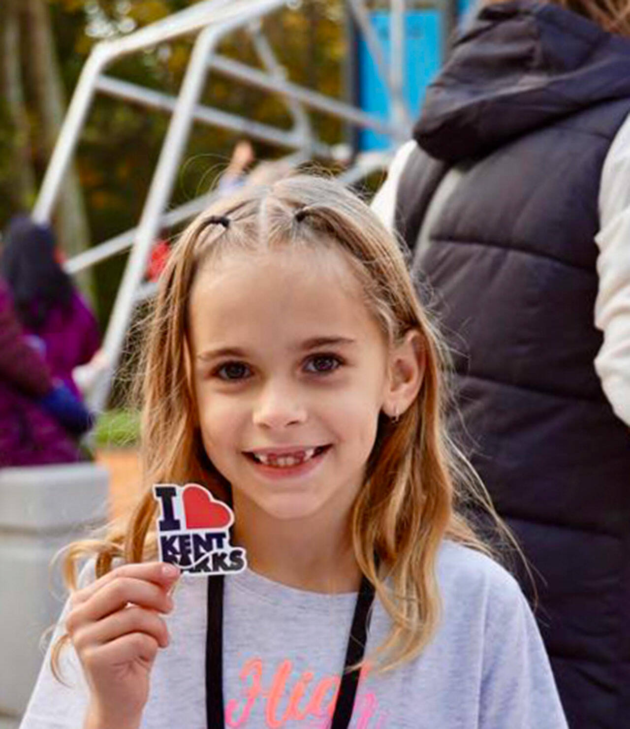 A Parkside Elementary School student shows off some swag. COURTESY PHOTO, City of Kent