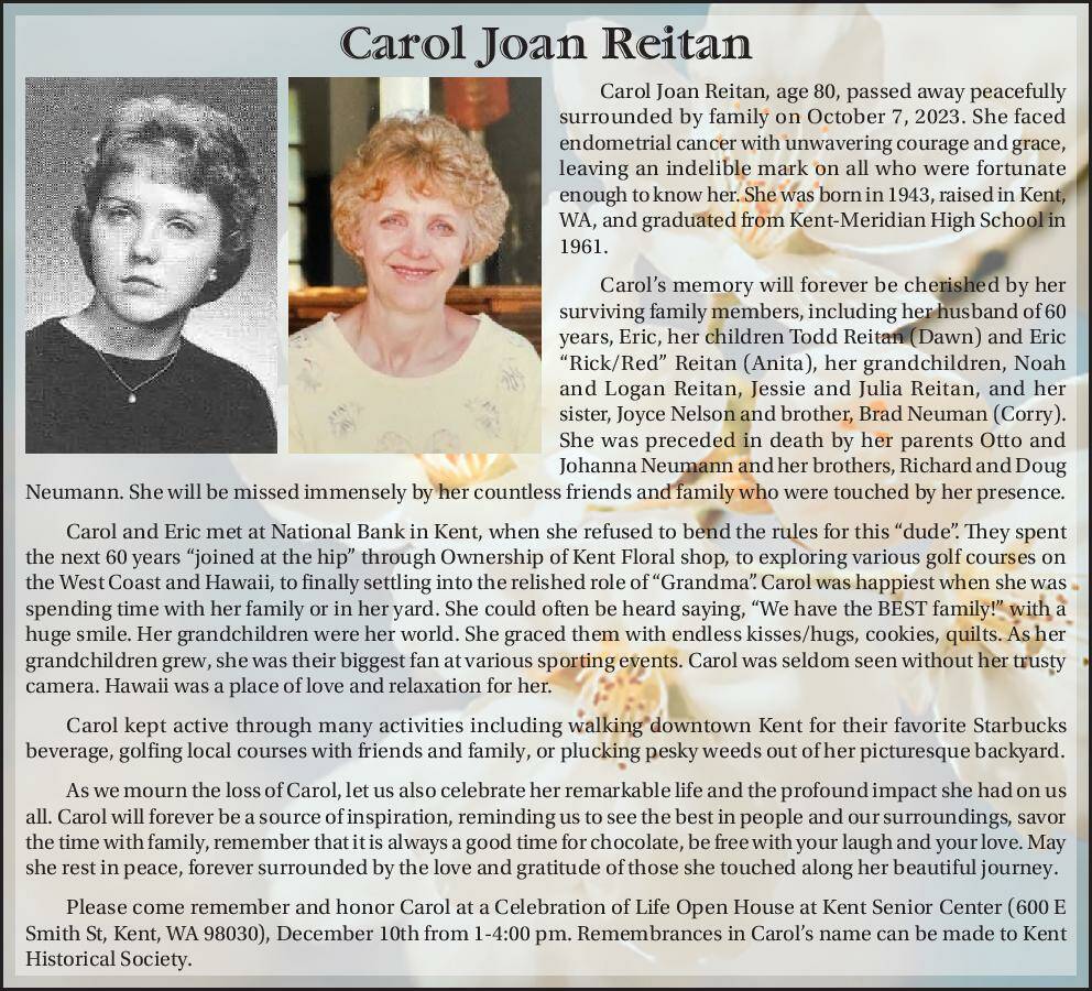 Carol Joan Reitan | Obituary