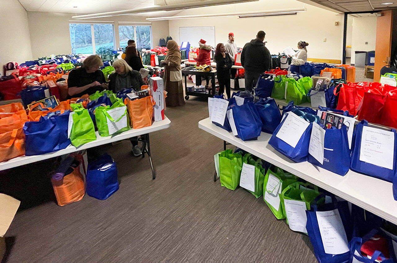Gifts in bags to be distributed for the Toys for Joy program. COURTESY PHOTO, Puget Sound Fire