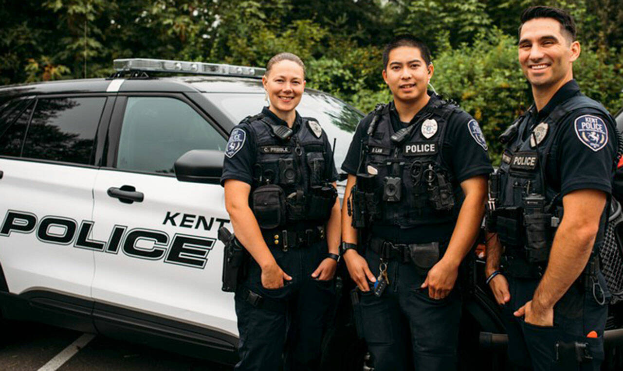 The city of Kent wants to hire as many as 30 more police officers to be paid for by a sales tax increase of .03% or 3 cents for every $10 purchase. COURTESY PHOTO, Kent Police