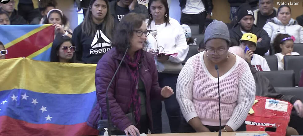 Several Venezuelan migrants staying at a Kent hotel ask the Seattle City Council Jan. 30 for funds so they are not evicted. Screenshot via Seattle City Council