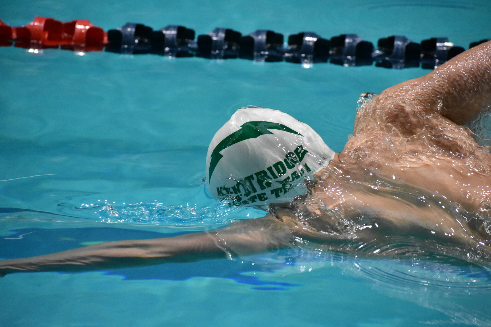 Chase Wilkins swims in the 50 freestyle race at state. Ben Ray / The Reporter