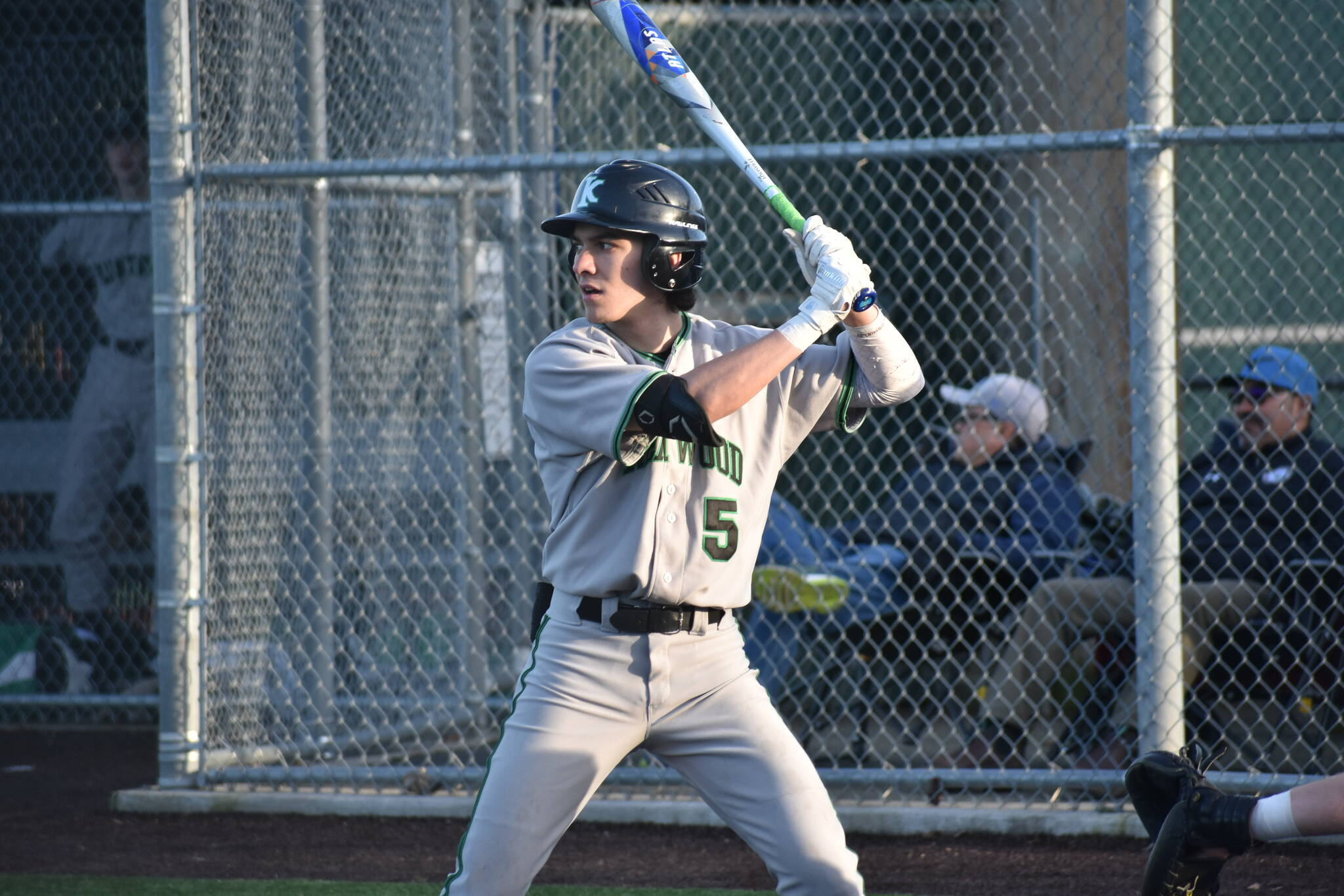 Zach Hernandez rears to go in the batters box against Kentridge. Ben Ray / The Reporter