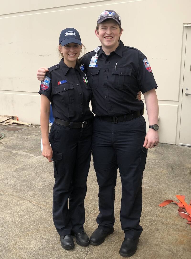 Grace Haskins, left, and Chris Gadd were EMT partners together from Sept. 2019 to May 2020. (Photo provided by Grace Haskins)