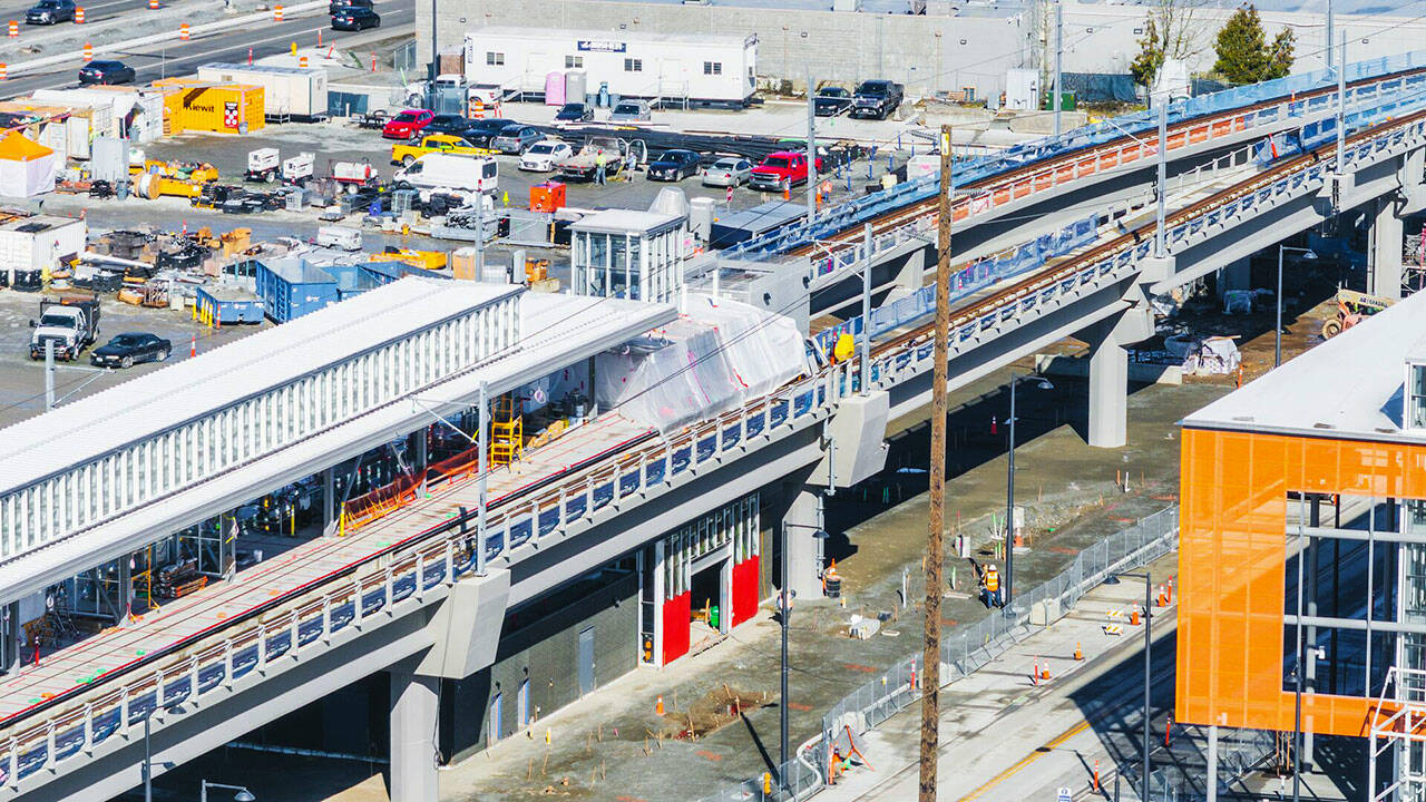 Kent Des Moines Station, looking to the northwest, for the light rail extension from SeaTac to Federal Way, scheduled to open in 2026. COURTESY PHOTO, City of Kent