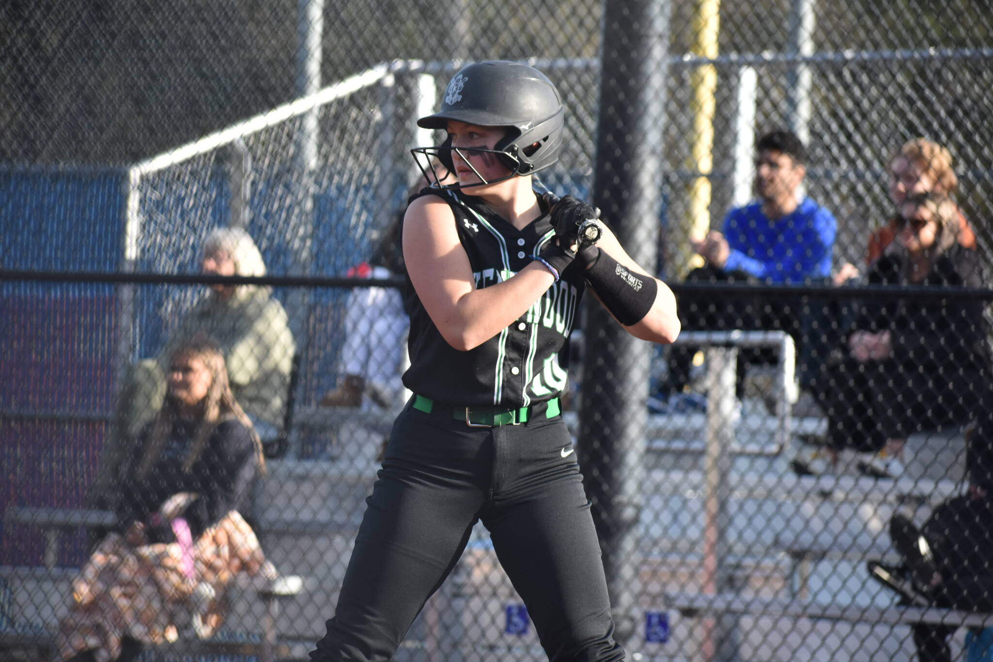 Sophia Sappa gets ready in the box for the Conks as she faces the Liberty pitcher. Ben Ray / The Reporter