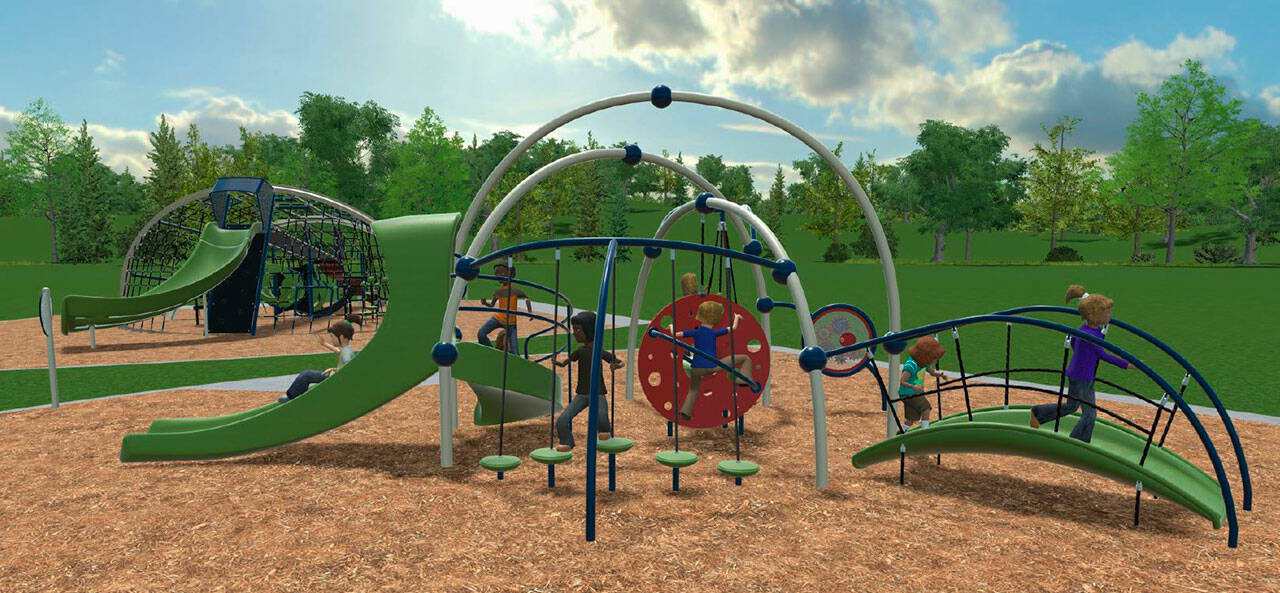 A rendering of a playground for children ages 2 to 5 at Springwood Park. COURTESY IMAGE, City of Kent Parks