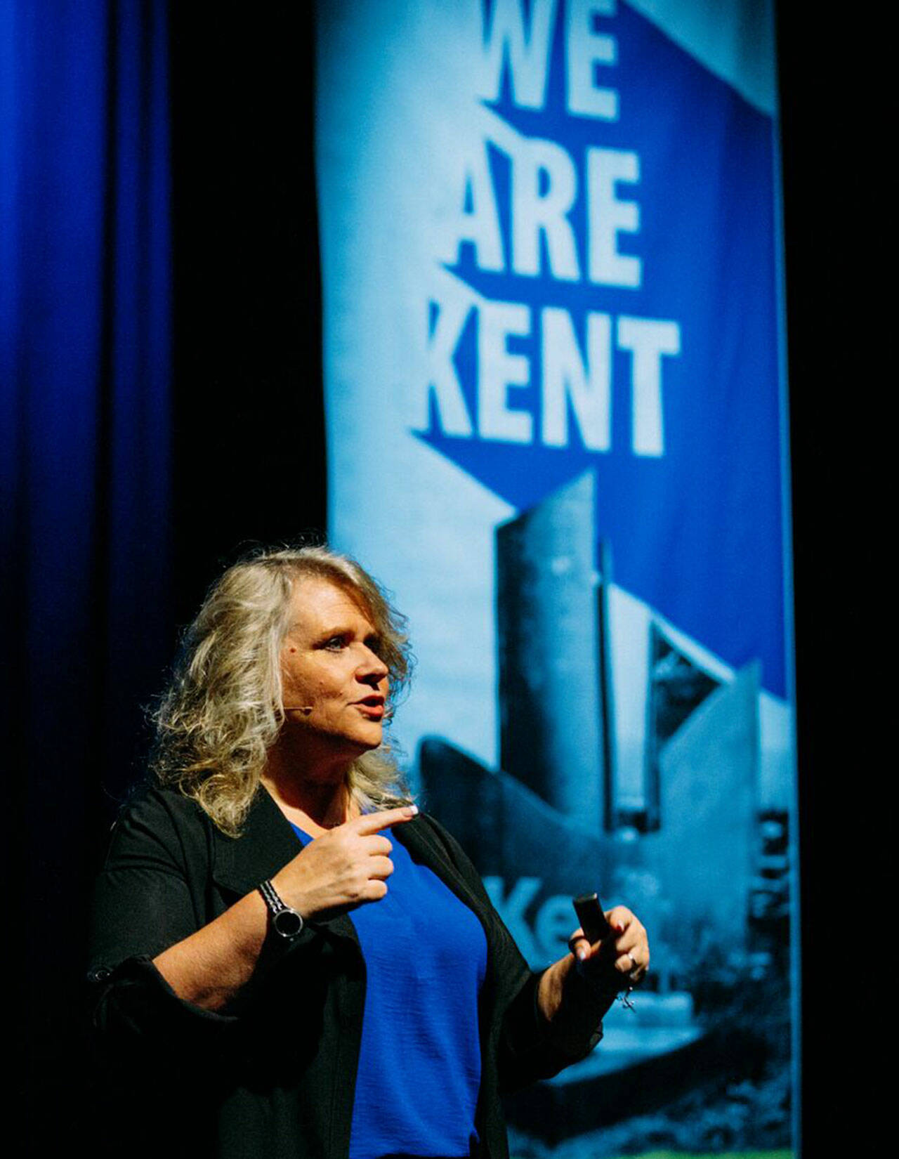 Kent Mayor Dana Ralph delivers her State of the City address Thursday evening, March 21 at the Kent-Meridian Performing Arts Center. COURTESY PHOTO, City of Kent