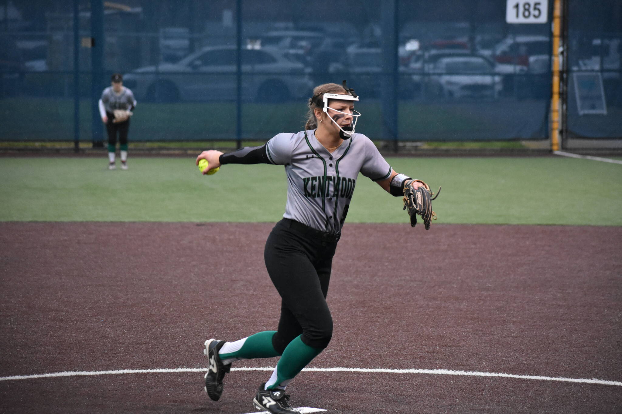 Kentwood pitcher Sarah Wright pitches to Lake Stevens at Auburn Riverside High School. Ben Ray / The Reporter