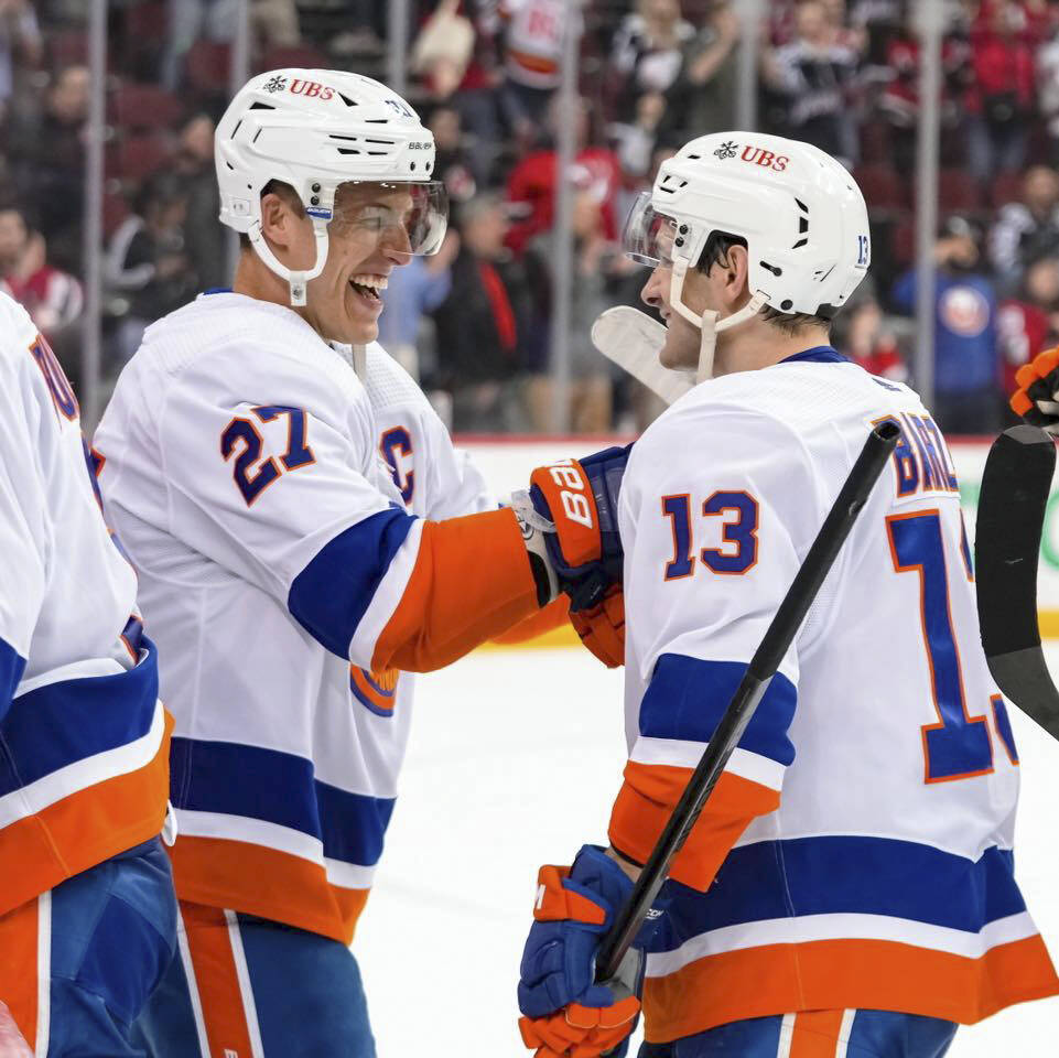 Mathew Barzal, right, of the New York Islanders, is one of seven former Kent-based Seattle Thunderbirds playing in the Stanley Cup playoffs. COURTESY PHOTO, NHL.com